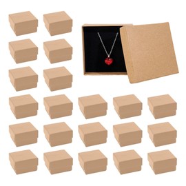 Surprise Ring Box, Gift Box, Small, Ring Storage Box, 2.0 x 2.0 x 1.2 inches (5 x 5 x 3 cm), Set of 24, Small Accessory Box, Plain Kraft Paper, Brown