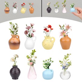 Mini Vase Magnets, 8 Pieces Vases Magnets Fridge Set, 3D Resin Flower Vases, Mini Vases Magnets Fridge Cute Funny Magnets Fridge Magnets, Fridge Accessories, Decoration for Kitchen and Office