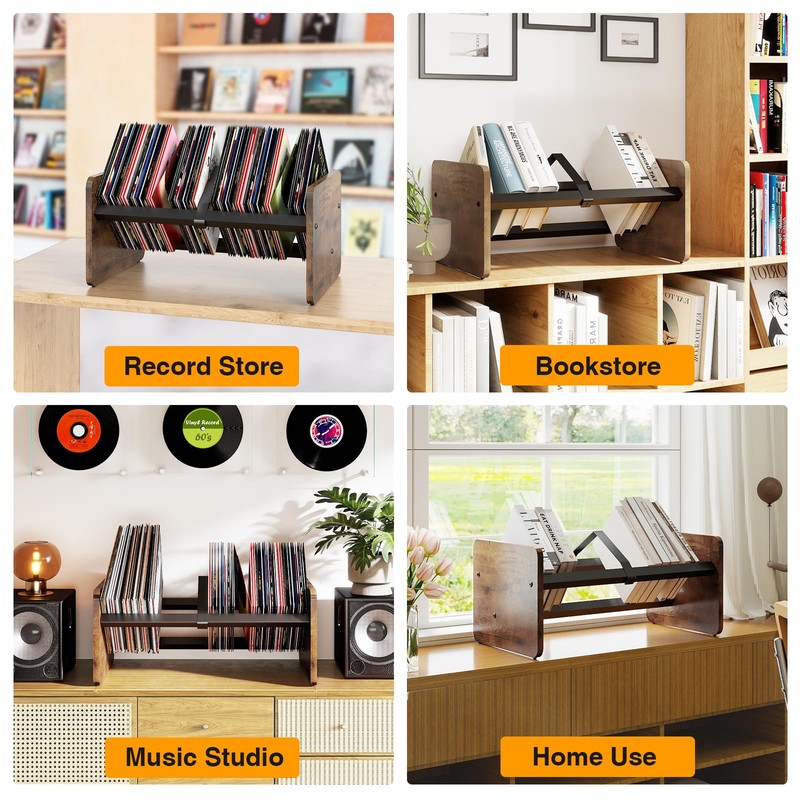 5Rcom Record Player Stand with Vinyl Storage Shelf, Wooden Record