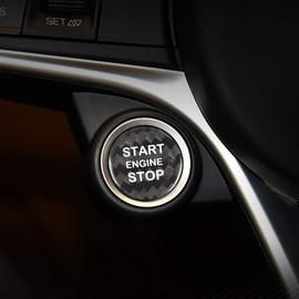 M.JVisun Carbon Fibre One Button Start Button Lid Trim for Alfa Romeo, Ignition Switch Sticker for Alfa Romeo Giulia for Alfa Romeo Stelvio - Black