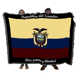 Pure Country Weavers Ecuador Flag Blanket - Gift Tapestry Throw - Woven from Cotton - Made in The USA (72x54)