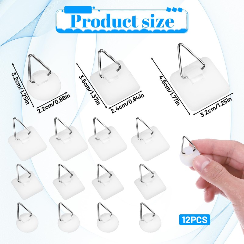 Grevosea 12 Pcs Wall Plate Hangers, Adhesive Picture Hangers Frame