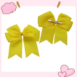2Pcs Bow Hair Clip, Hair Bows for Women, Big Bow Hairpin French Hair Clips with Ribbon Large Bow Hair Barrette for Women,Solid Color Ponytail Holder Hair Accessories Hair Clips for Girls(Yellow)
