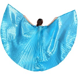 Baisdan Angel Isis wings (Wings + Stick+ Carrying Bag) Egyptian Belly Dance Carnival Costumes Butterfly Wings Light blue