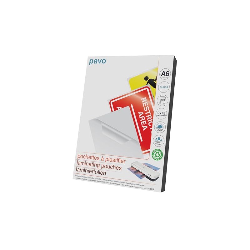 Pavo - Laminating Pouches A6 2x75 mic, Pack of 100
