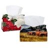 2 Pack Tissue Box Cover Holder, Red Truck Fall Landscape