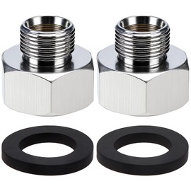 Water Line Adapter, 2 Pcs 1/2" Female to 3/8" Male Brass Reducer Adapters, Compression Pipe Fittings with Rubber Washers for Kitchen Bathroom Water Heater Supply Hose