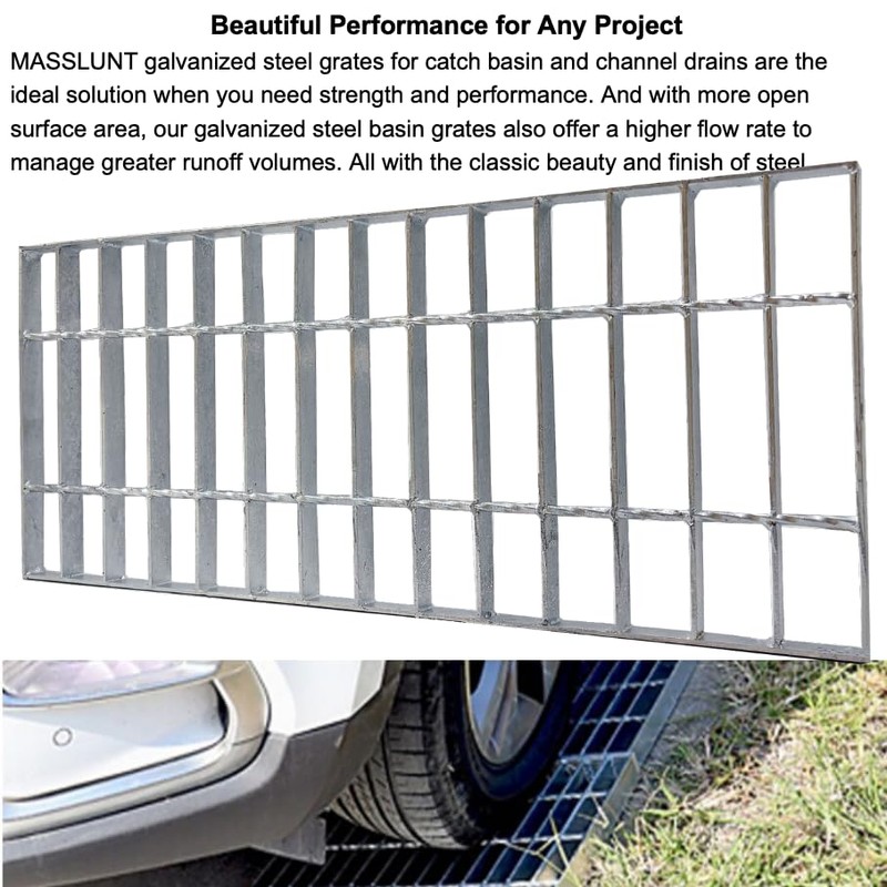 MASSLUNT Galvanized Steel Drain Grate 20x8 in for NDS 8"