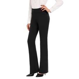 SEVEGO Women's Bootcut Yoga Dress Pants High Waist Stretch Work Pants with Pockets, 33" Black, M