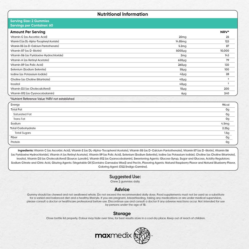 Biotin Gummies 5000mcg - with Vitamin A, B, C, D,