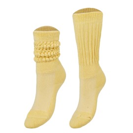 AWS/American Made 3 Pairs Kids Slouch Socks 3 Years to 15 Years Long Scrunchy Crew Socks (6-8 Years Old, Limone)