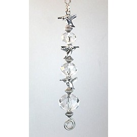 Sweet Little Silvery Hummingbirds & Crystal Clear Glass Ceiling Fan Pull Chain