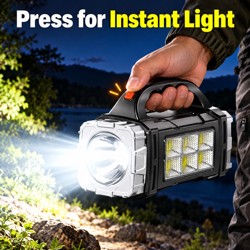 USB & Solar Rechargeable LED Flashlight with COB Side Light