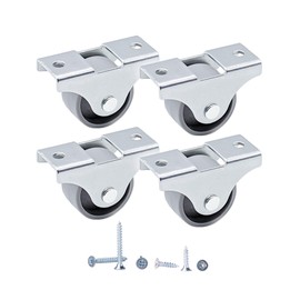 (Pack of 4) 25 mm Plastic Wheels One Way Fixed Castors Casters with Mounting Plates Durable Non-Swivel Furniture Wheels Screws Included (4)