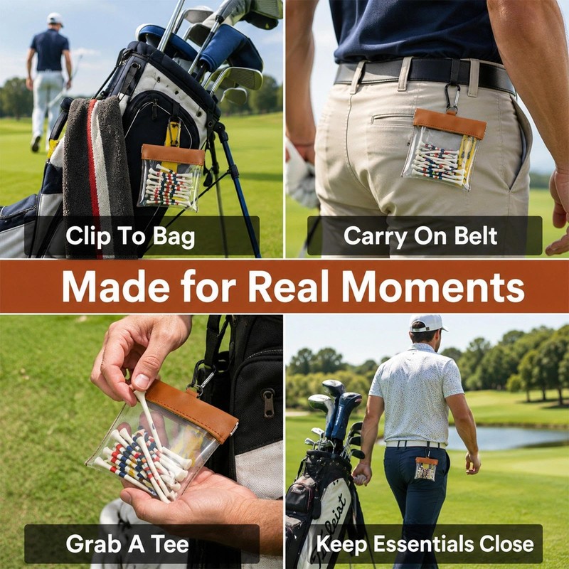 Livawnd Golf Tee Ball Bag Pouch Clip Holder Transparent for