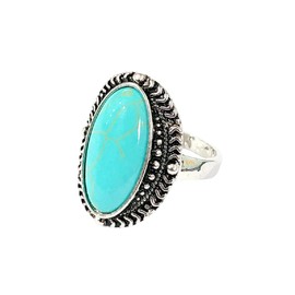 LRGKMCWTOB Turquoise Moonstone Ring Women's 925 Sterling Silver Ring Oval Cut Natural Bohemia Turquoise Jewelry Turquoise Natural Gemstone Bride Wedding Engagement Ring Turquoise Boho Ring Size 6-10, Size 6, Sterling Silver, Moonstone