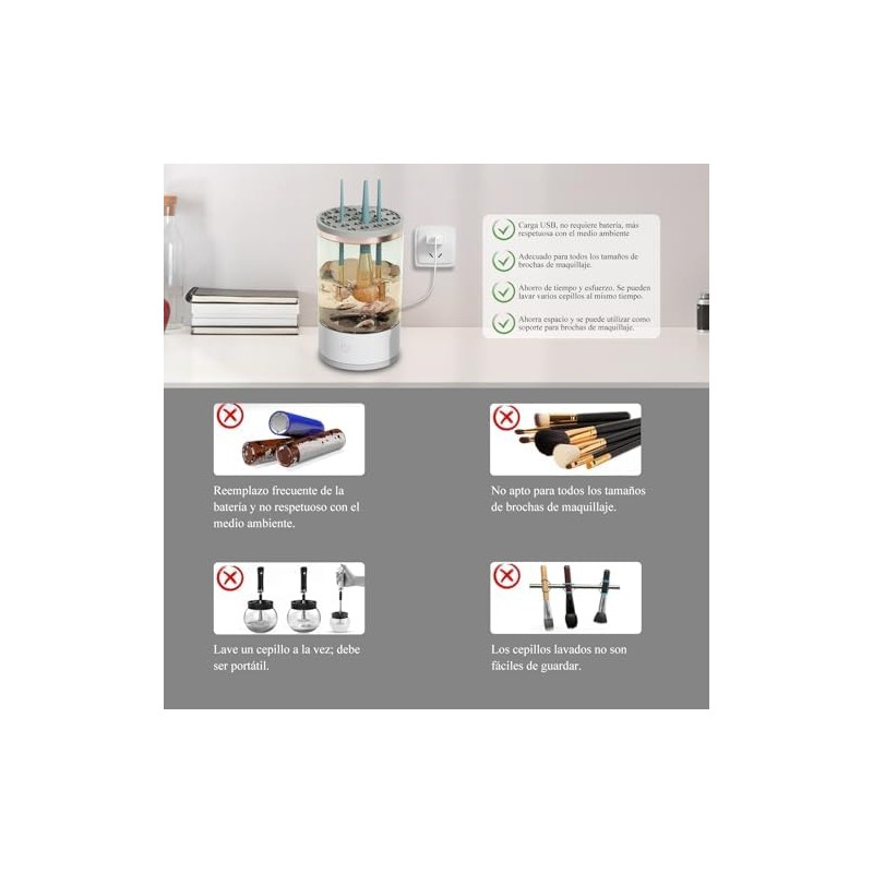 Máquina Limpiadora Automática de Brochas de Maquillaje, Eléctrico para Limpieza