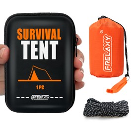 Frelaxy Extra-Thick Emergency Tent, Compact Survival Tent with Whistle, Upgraded Paracord, Storage Pouch, and EVA Case, 2 Person Emergency Shelter for Backpacking, Hiking, Outdoor (Orange - 1 Pack)