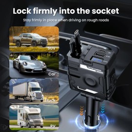 Universal Retractable Car Charger 4 in 1 Fast Car Phone Charger 65W With USB Type C Cable