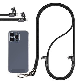 Fast Charging Lanyard Portable Cellphone Lanyard Type C to USB C Charging Cable(PD 60W) Durable Adjustable Multiple Use Lanyard Charge Cord for Outdoors Travelling Shopping fast charge - Color: Black