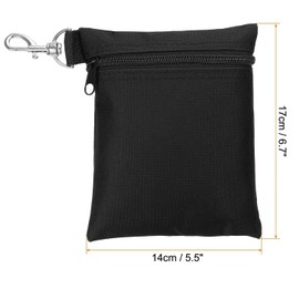 Liyquint 4pcs Golf Tee Bags,Golf Tee Pouch, Zipper Portable Golf Ball Pouch Zipper Golf Accessory Bag with Metal Lobster Claw Clip Golf Ball Storage Bag for Valuables & Golf Accessories (Black)