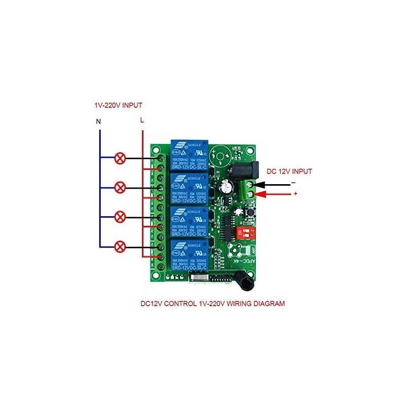 4 Channel DC12V 24V 433MHz 200M Range Wireless Remote Control