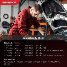PHOBOOS Manual Steering Rack and Pinion Assembly Compatible with Toyota Corolla 2009-2013 (North American Built ONLY), Matrix 2009-2014 & Pontiac Vibe 2009-2010 1.8L/2.4L, Ref. 1G-2696