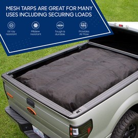 Tarps Now Heavy Duty Mesh Tarps, (6' X 8') with Grommets - 75% Sunblock Shade Cloth Tarp for Patio Screen, Wind Block, Privacy Screen, Canopies, Dump Trucks, Pool Cover - Black