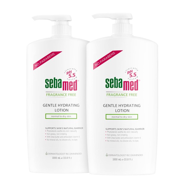 SEBAMED Fragrance-Free Gentle Hydrating Lotion Ultra Mild Dermatologist Recommended Moisturizer for Normal To Dry Sensitive Skin 33.8 Fluid Ounces Pack of 2 (1 Liter)