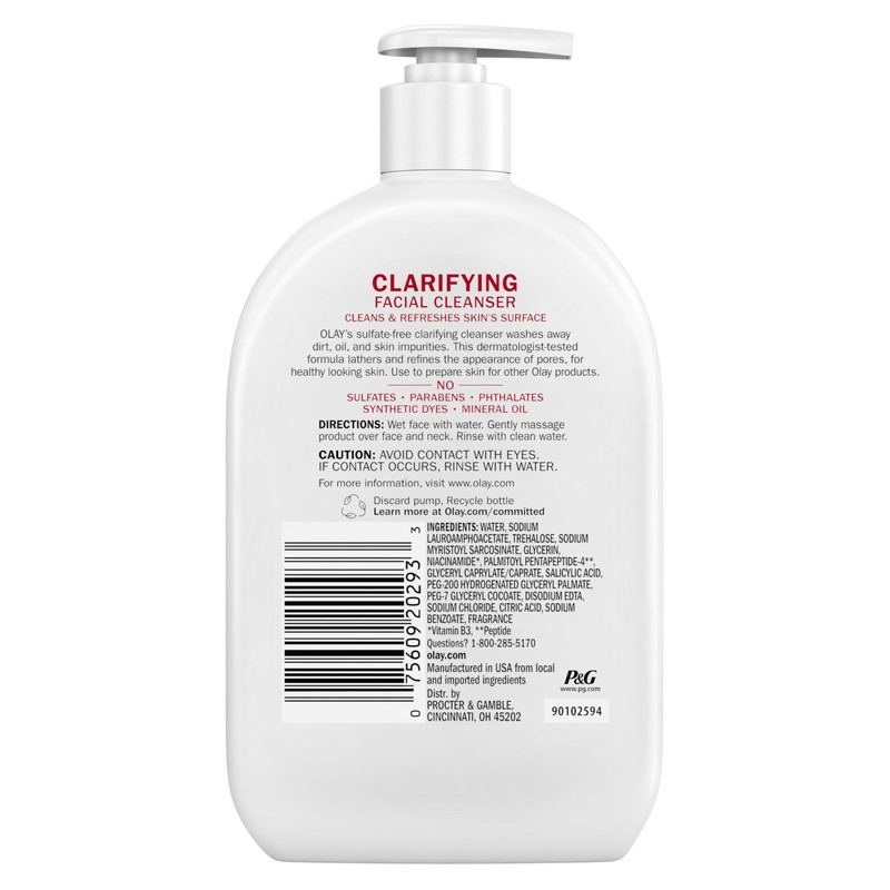 Olay Niacinamide + Peptide24 Regenerist Clarifying Daily Facial Cleanser, 473