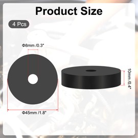 PATIKIL Multi Purpose Rubber Spacer, 4 Pcs 8mm ID x 45 OD x 10mm T Neoprene Round Anti-Vibration Isolation Pads Isolator Rubber Bushings Spacer Washer for HVAC Bolts Car Accessories