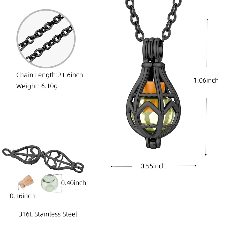 Glass Cremation Jewelry for Ashes Pendant Keepsake Openwork Teardrop Urn