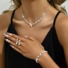 Joyería Juego De Collar Pulsera Pendientes Para Novia Mujer Dorado