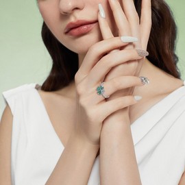 URONE Clover Ring Sterling Silver Celtic Knot Four Leaf Clover Rings Lucky Irish Shamrock Ring St Patricks Day Jewellery for Women(UK Size N)