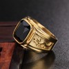 Aloluo Black Onyx Signet Ring for Men Women 18K Gold
