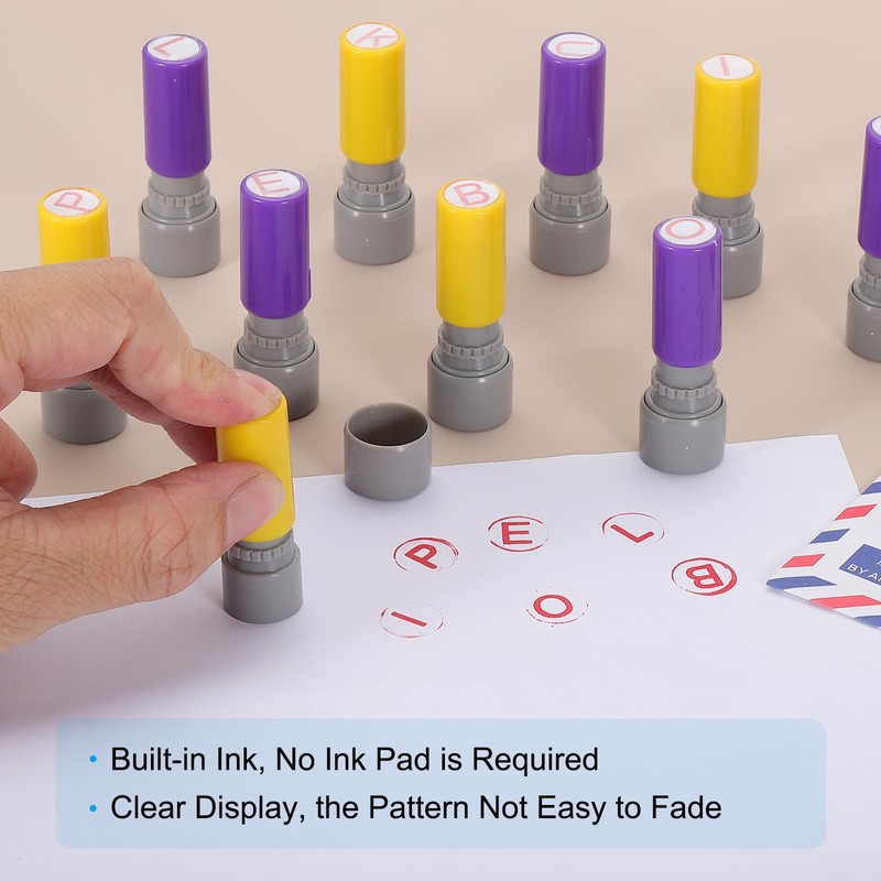 PATIKIL 10mm Letter Stamp, W Alphabet Stamp Mini Automatic Ink