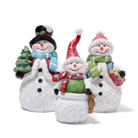 Hodao - 3 piezas de Navidad muñeco de nieve decoraciones familiares de muñeco de nieve de Navidad para decoración de invierno, cifras de muñeco de nieve hechas a mano para decoración de Navidad,