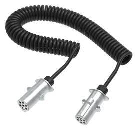 AUPROTEC Trailer Spiral Cable 24 V 4 m - 7-Pin S-Type - Metal Plug - Adapter Cable Electric Spiral Connection Cable for Trucks, Cars, Commercial Vehicles, Trailers, Trailers
