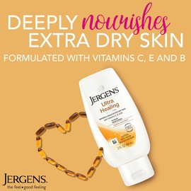 Jergens Jergens Ultra Healing Dry Skin Moisturizer, Body and Hand Lotion, for Long Lasting Skin Hydration, with HYDRALUCENCE blend, 3 Fl Oz (Pack of 3)