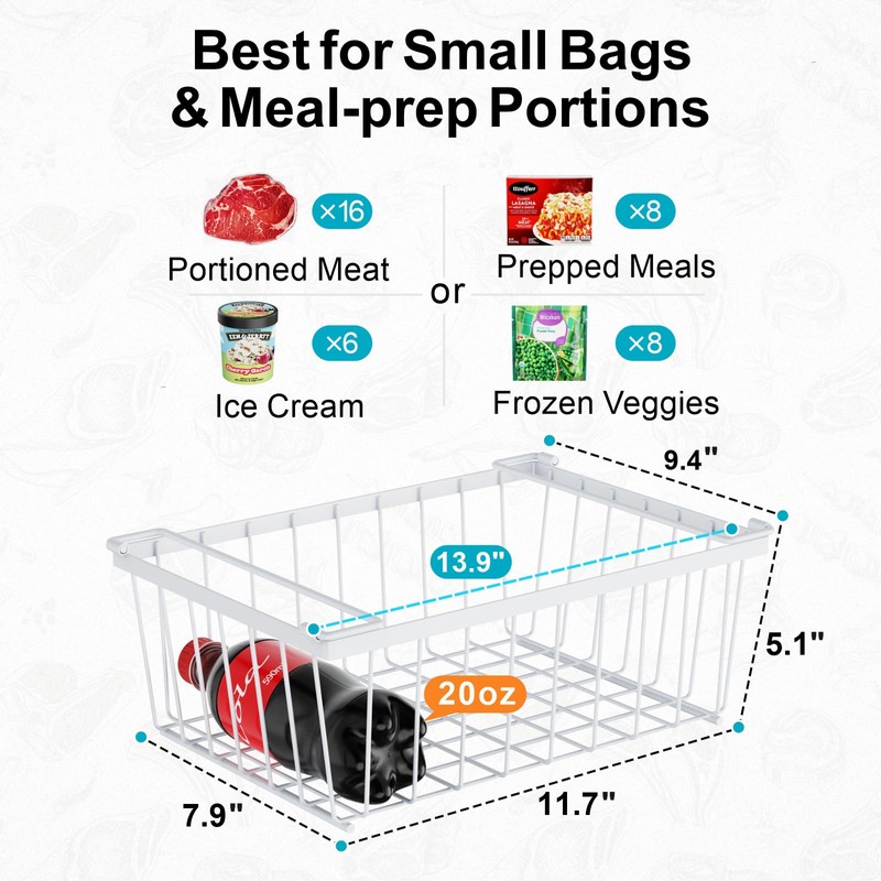 iSPECLE Chest Freezer Organizer Bins - 8 Pack Stackable Freezer