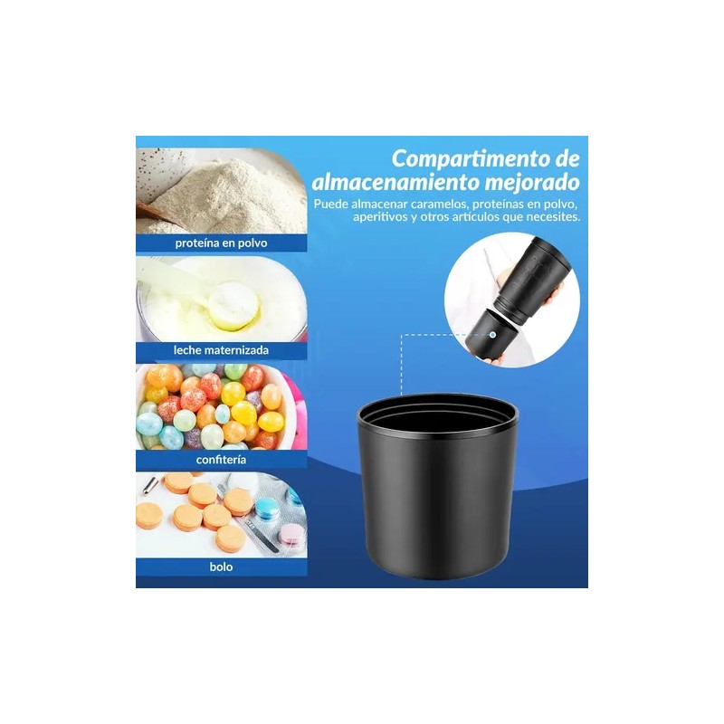 Shaker de Proteína HomeChi 700ml Acero Inoxidable Negro con Compartimento