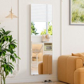 brisafe Full Length Mirror with Stand, 65"x22" Super Lightweight Glassless Home Full Floor Mirror, Oversized 0.04mm Nano-Film Gym Mirror, White