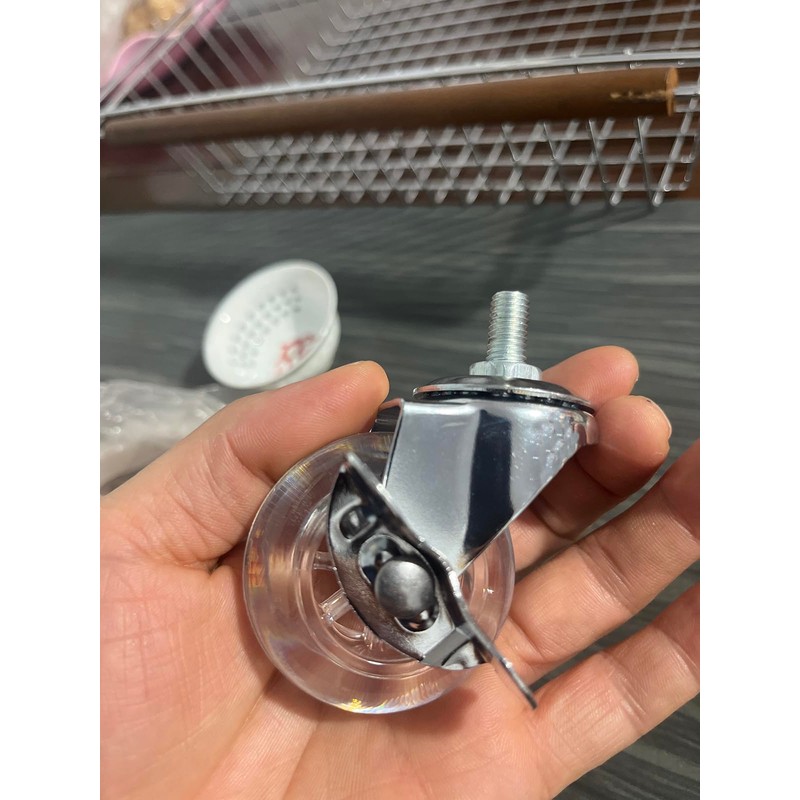 2 Inch Clear Swivel Caster Wheels, M8×15 Threaded Stem, 77