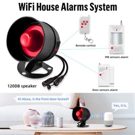 House Alarms System WiFi, Door Window Sensor Alarm System-Home Security Systems Anti-theft 120DB Alarm,Smart Magnetic Sensor Alarm with Free Notification APP Control &Remote Control for Garage Shed