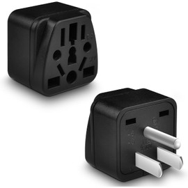 European to US Plug Adapter, 2 Pack US Travel Plugs Adapters, UK to USA Plug Adapter, EU to USA Plug Adaptor, for EU UK AU CN JP Italy Israel to USA in The Plug Travel Essentials,Black