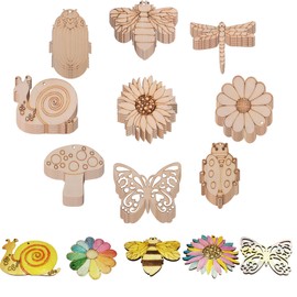54PCS Unfinished Blank Wooden Insect Cutouts Craft for Kids