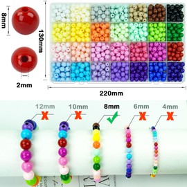 900Pcs 8mm Candy Color Acrylic Round Beads for Jewelry Making, 28 Colors Assorted Plastic Craft Bead Bubble Gum Beads with Hole Pastel Loose Beads for Bracelets Necklace Making DIY Crafts (8MM)
