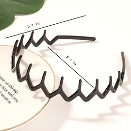 Metal Headbands for Women, Fashion Unisex Black Hairband Sports Headwear Hair Hoop Hair Accessories Non-Slip Multi-Layer Teeth Comb Hair Hoop, for Styling Bangs, Updos (2 Pack)