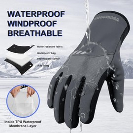 Vilico Men's Winter Gloves Waterproof Touchscreen Fleece Warm Thermal Winter Gloves Touchscreen for Cycling, Cycling, Motorcycle, Skiing