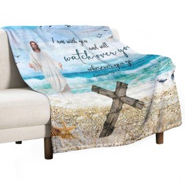 citari Christian Jesus Blanket Christian Gifts for Women & Men Religious Cross Throw Blanket Jesus Blanket for Kids Adults Soft Warm Cozy Fleece Blanket for Couch Sofa ​Bed 50""x60""